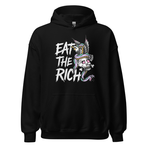 eat the rich hoodie black front design