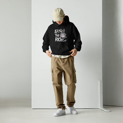 eat the rich hoodie flash tattoo design black