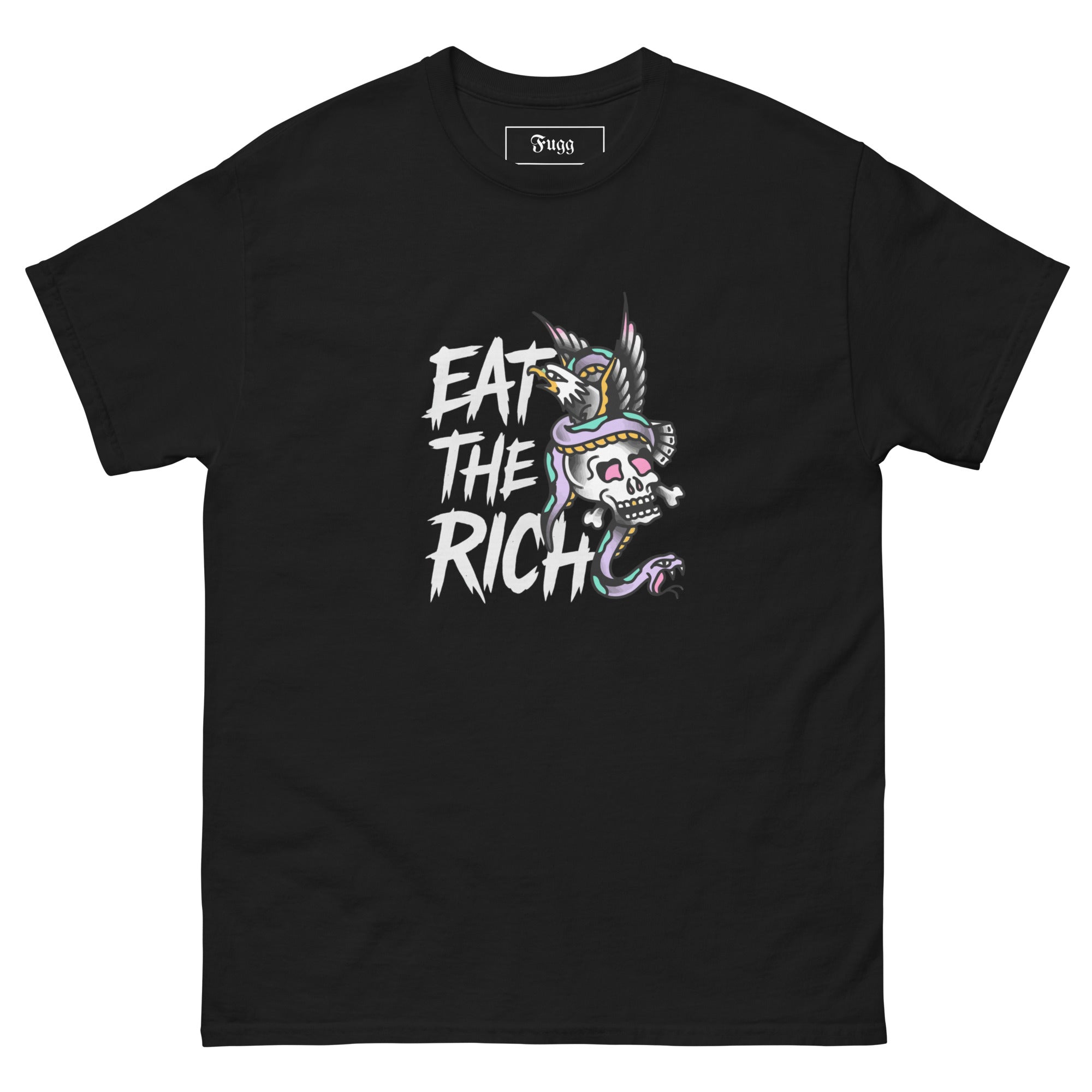 eat the rich t shirt flash tattoo design black