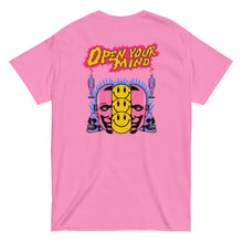 Load image into Gallery viewer, open your mind t shirt pink back design