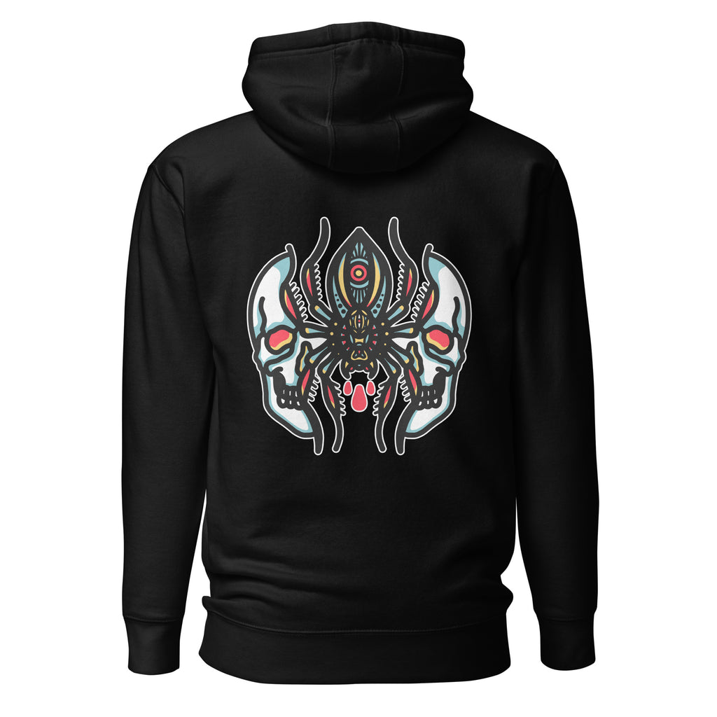 skull spider hoodie back graphic design