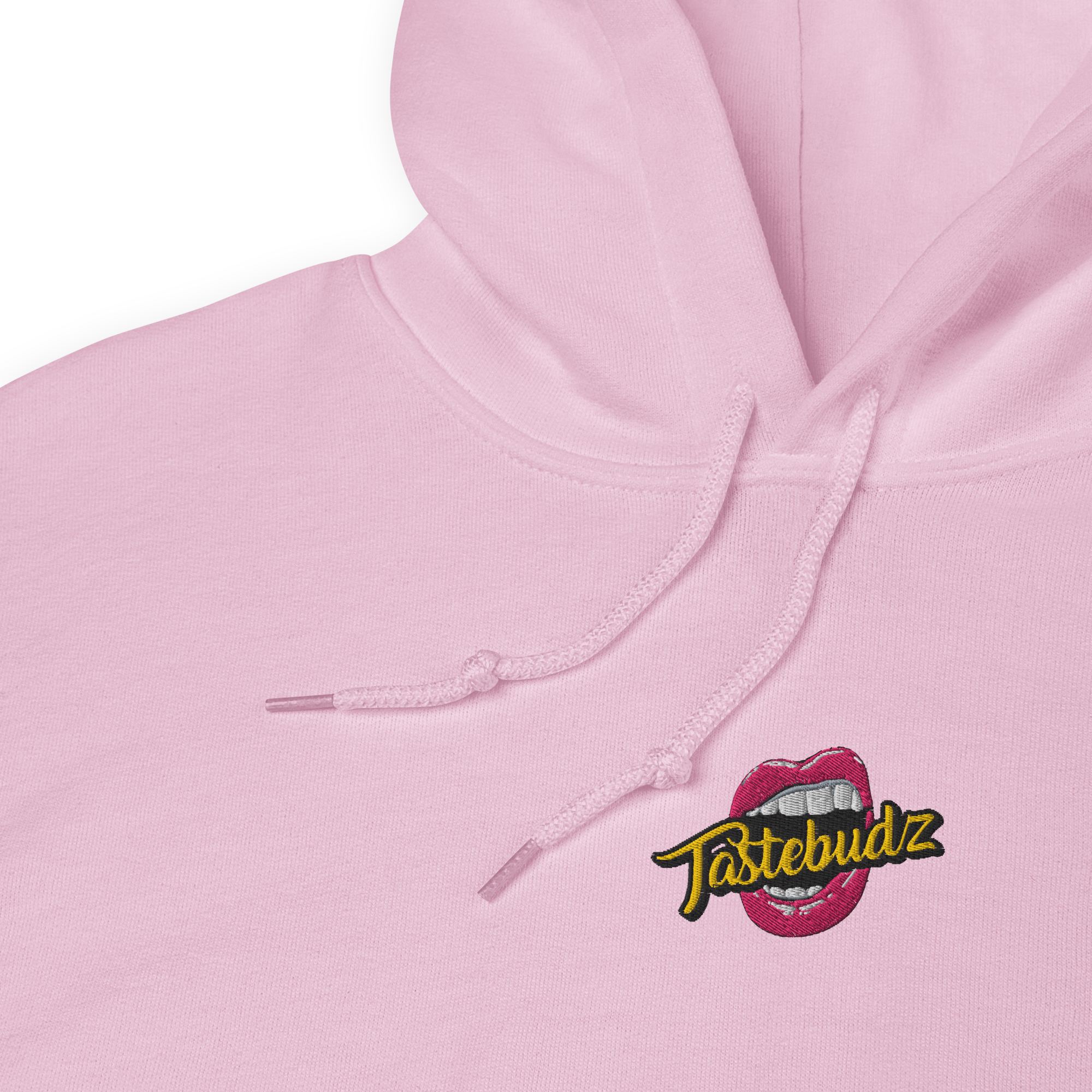 tastebudz hoodie pink embroidered logo