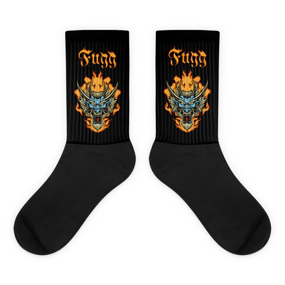 Fugg Flames Dragon Black Crew Socks